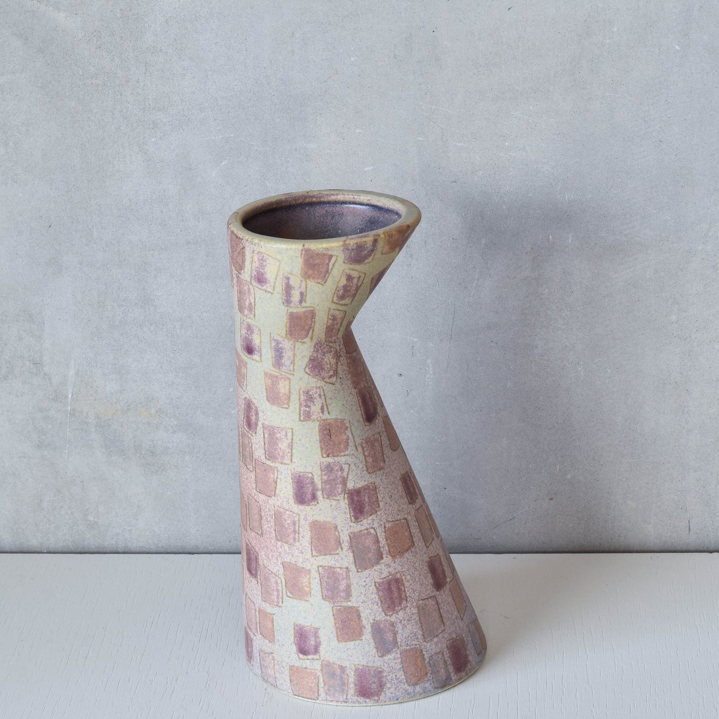 Vintage 1980s painterly studio pottery ceramic sculptural vase jug vessel signed