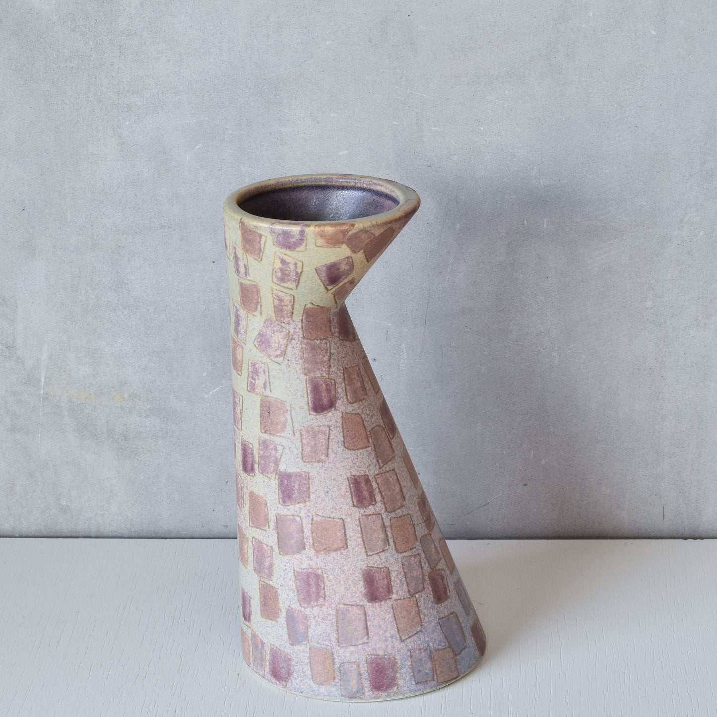 Vintage 1980s painterly studio pottery ceramic sculptural vase jug vessel signed