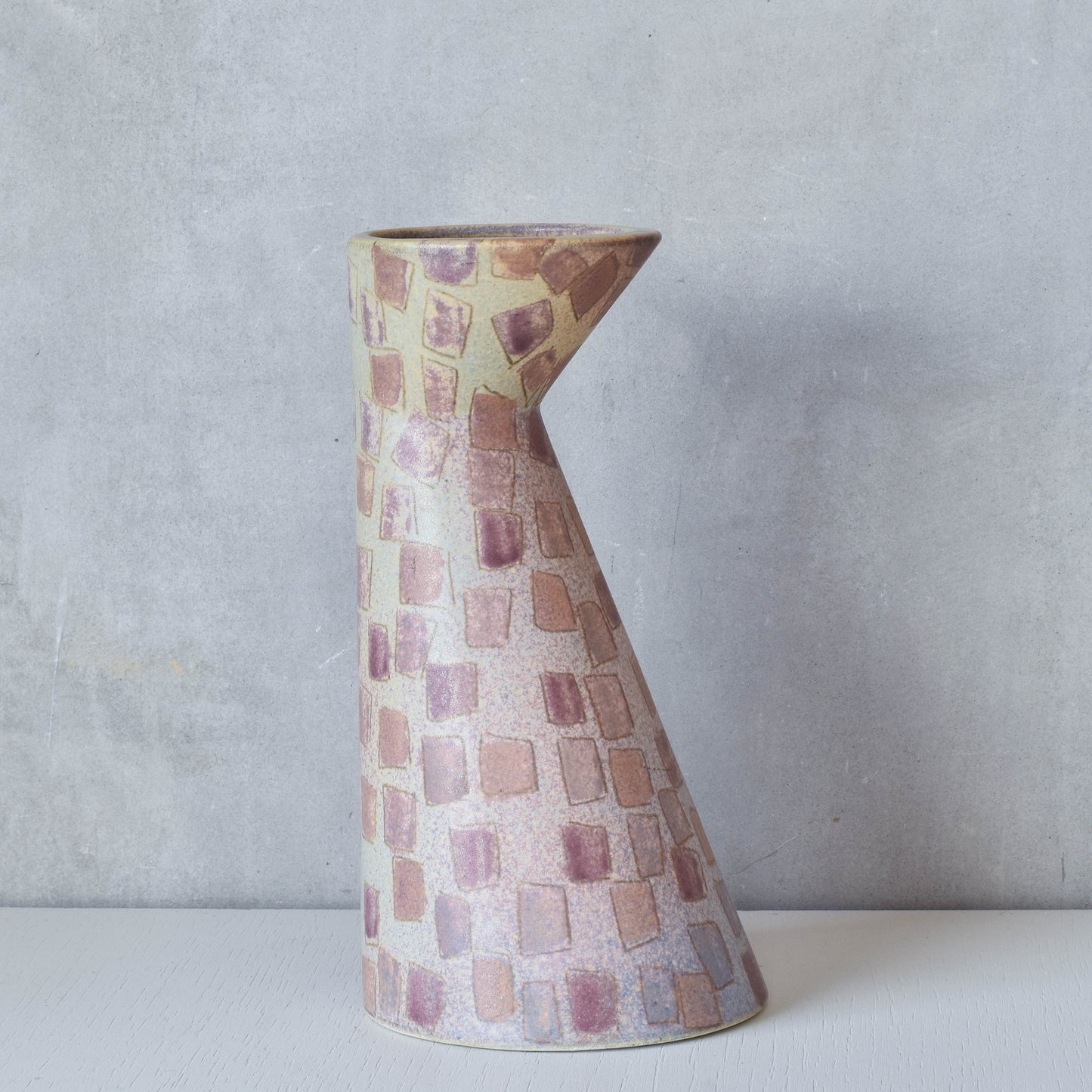 Vintage 1980s painterly studio pottery ceramic sculptural vase jug vessel signed