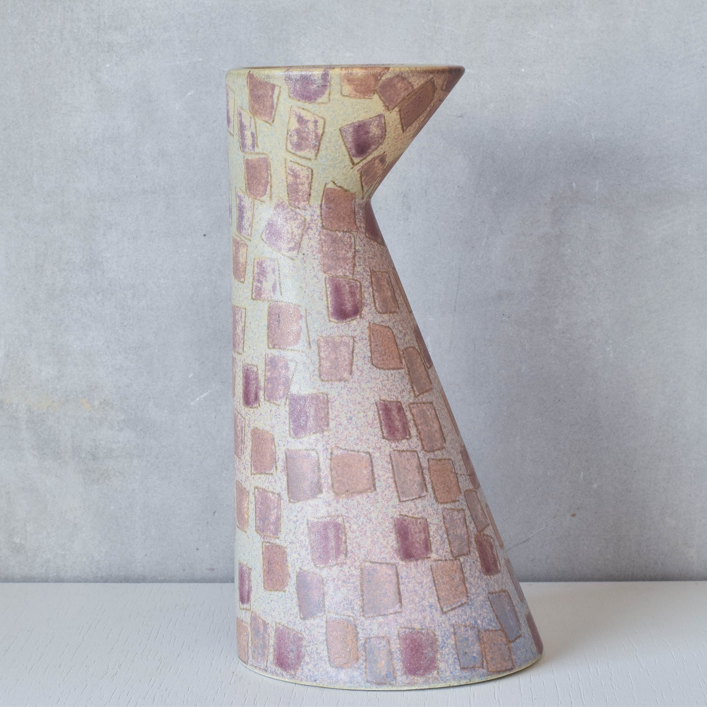 Vintage 1980s painterly studio pottery ceramic sculptural vase jug vessel signed