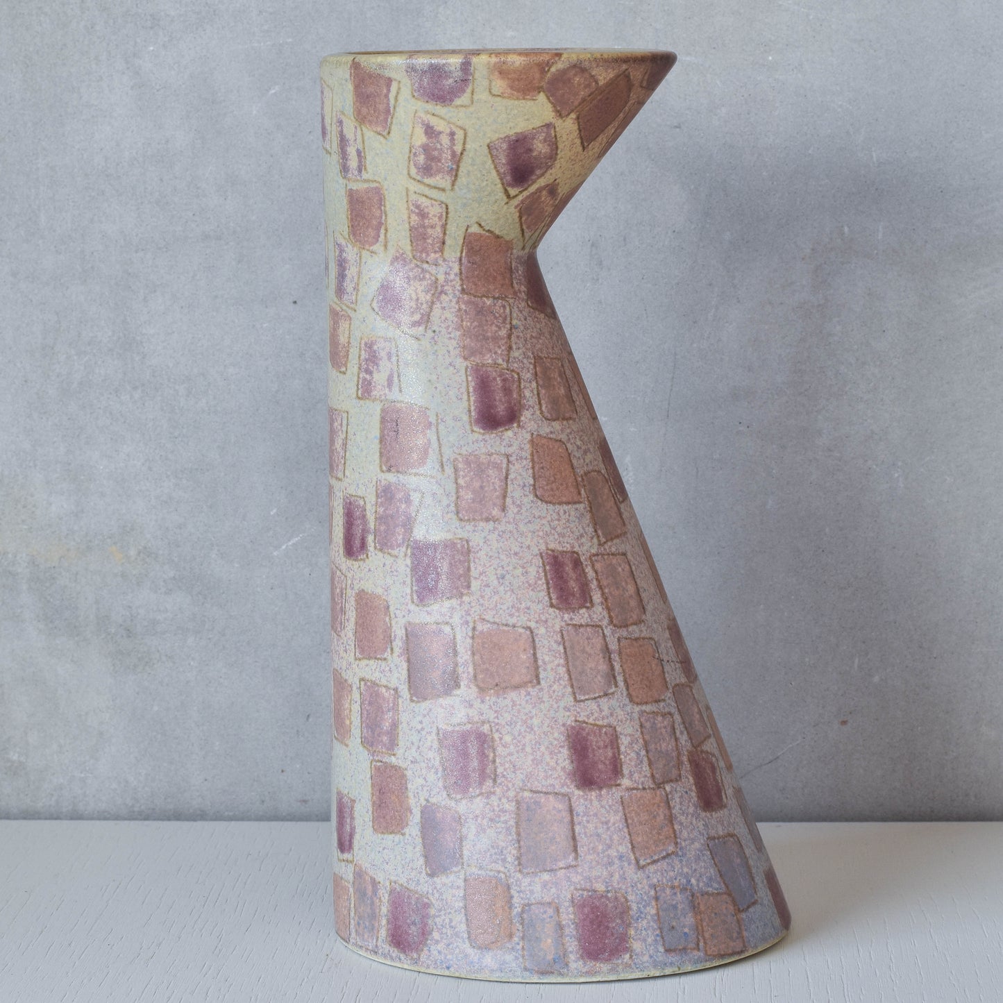 Vintage 1980s painterly studio pottery ceramic sculptural vase jug vessel signed