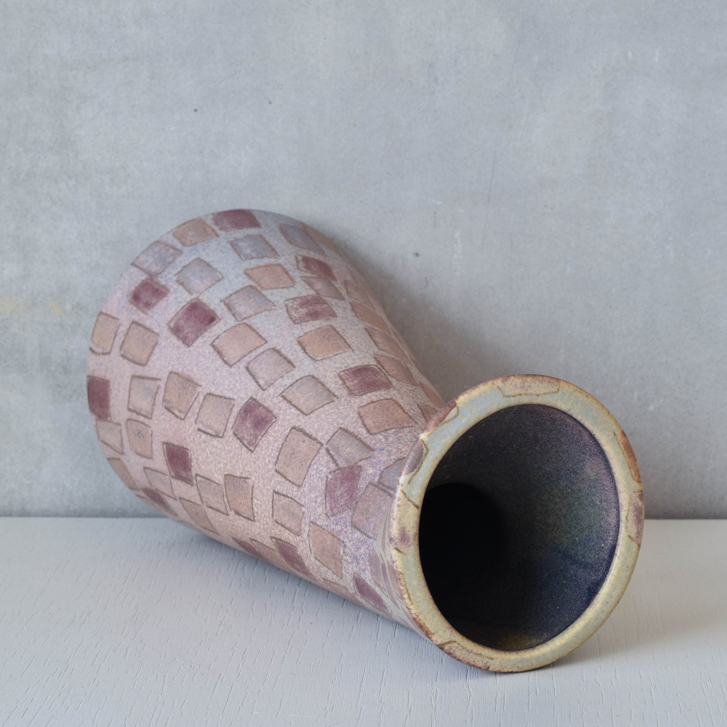 Vintage 1980s painterly studio pottery ceramic sculptural vase jug vessel signed