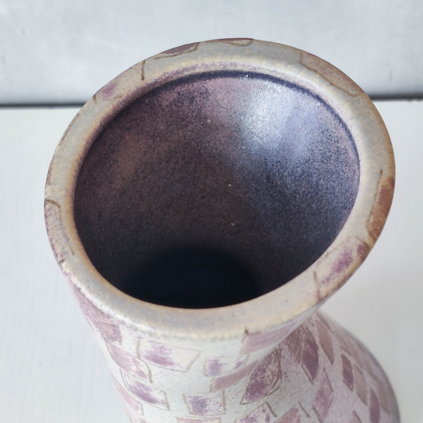 Vintage 1980s painterly studio pottery ceramic sculptural vase jug vessel signed