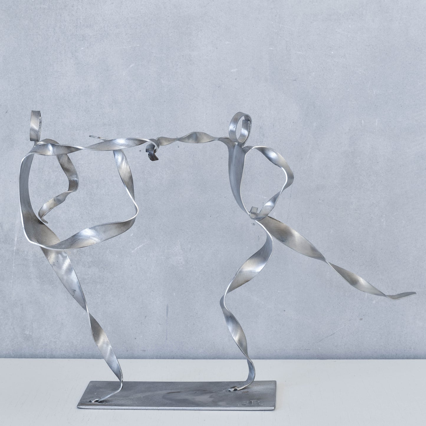 Sophie Raine French figure steel brutalist style cut welded metal sculpture