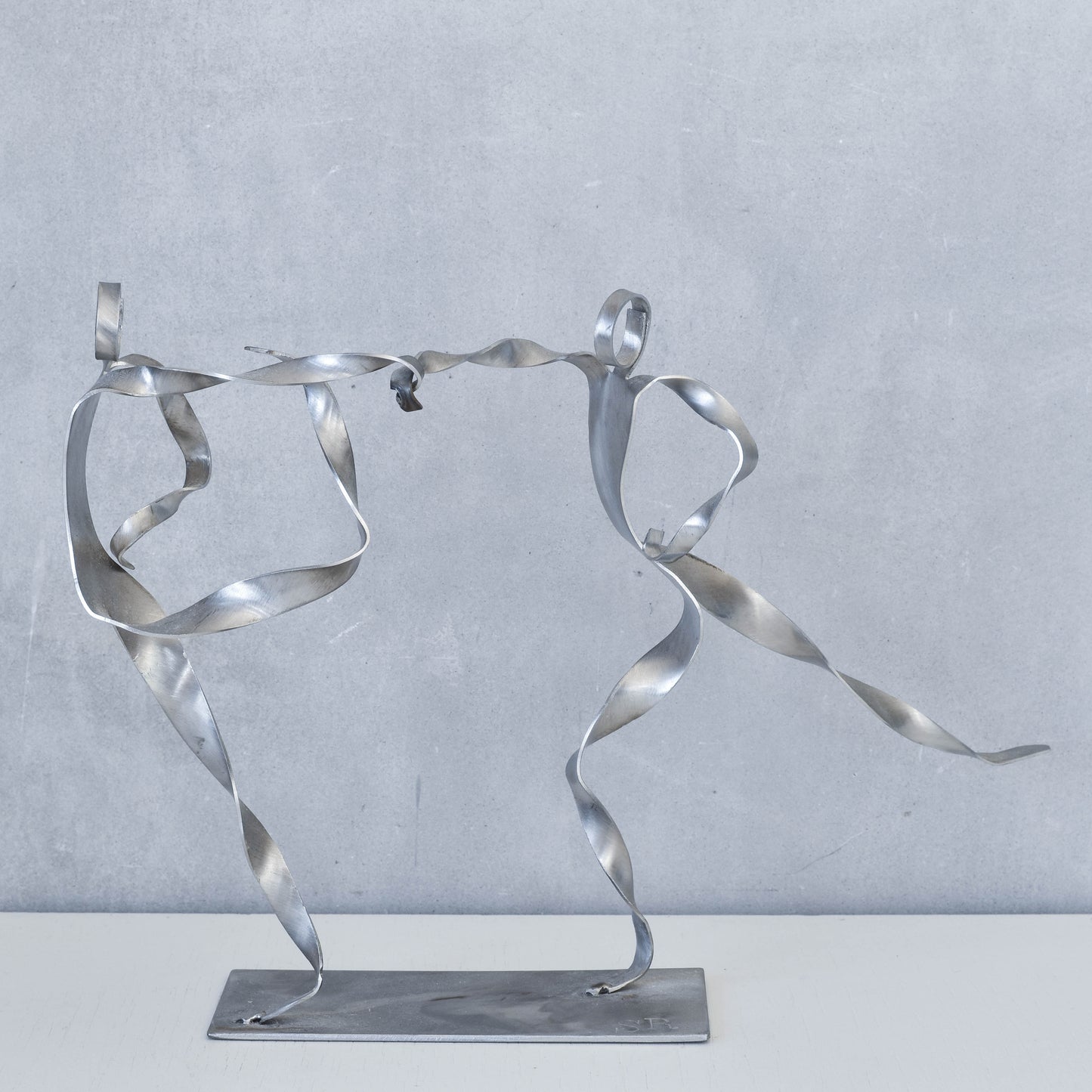 Sophie Raine French figure steel brutalist style cut welded metal sculpture