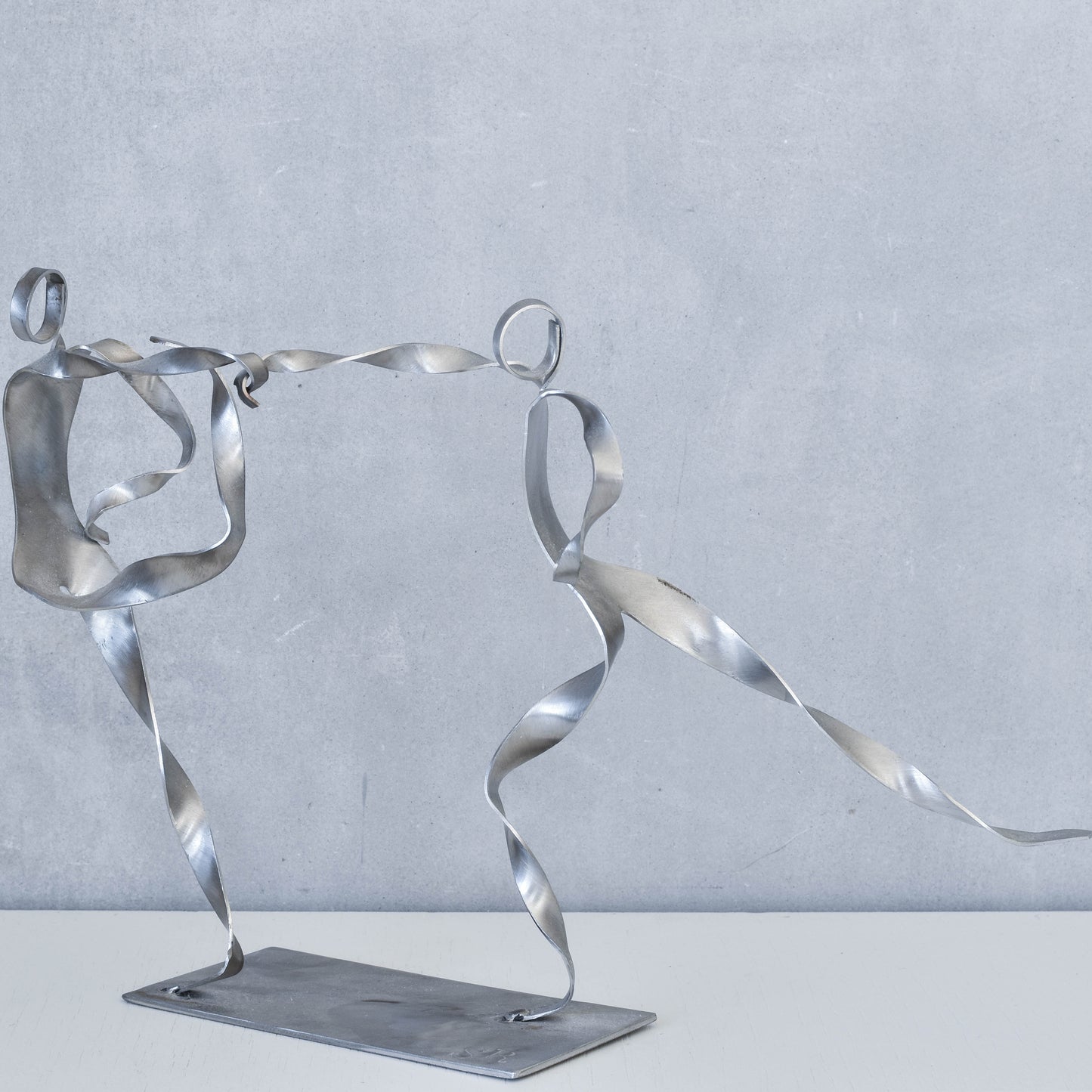 Sophie Raine French figure steel brutalist style cut welded metal sculpture