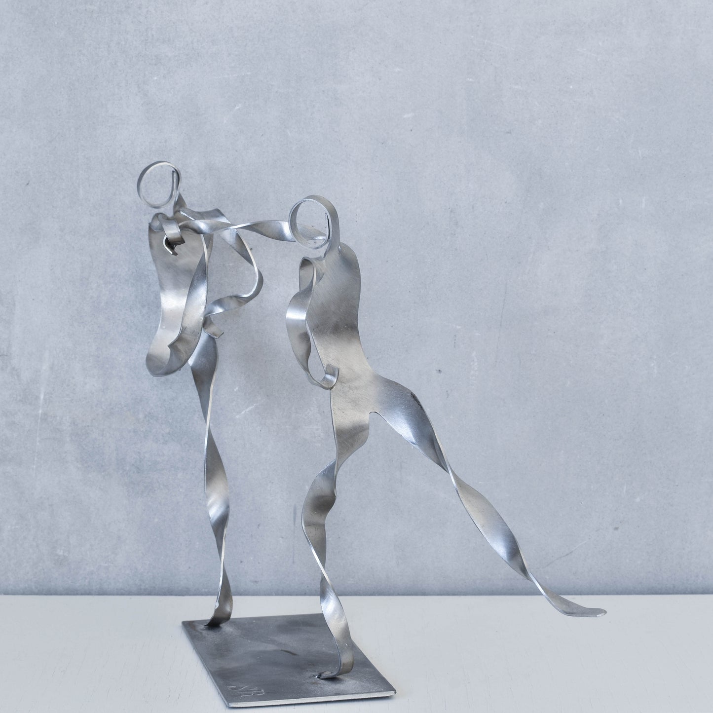 Sophie Raine French figure steel brutalist style cut welded metal sculpture