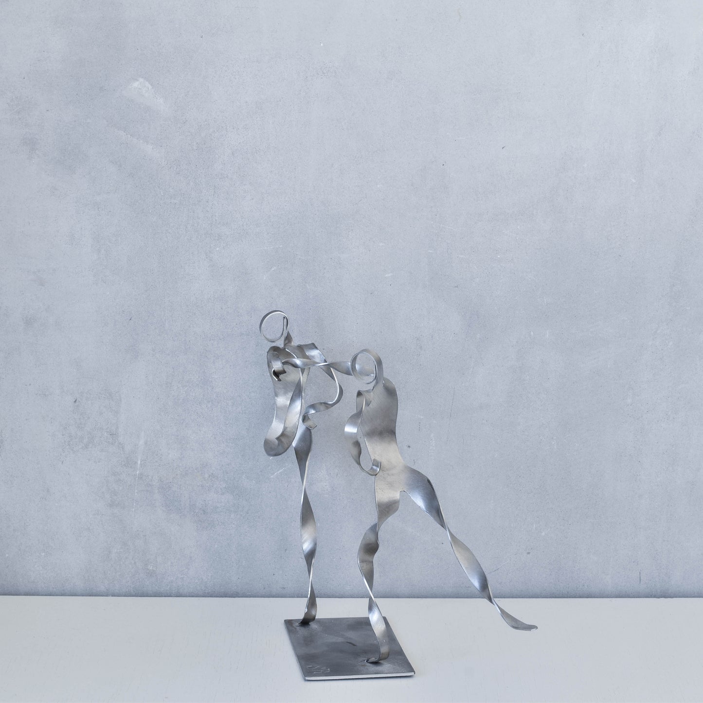 Sophie Raine French figure steel brutalist style cut welded metal sculpture