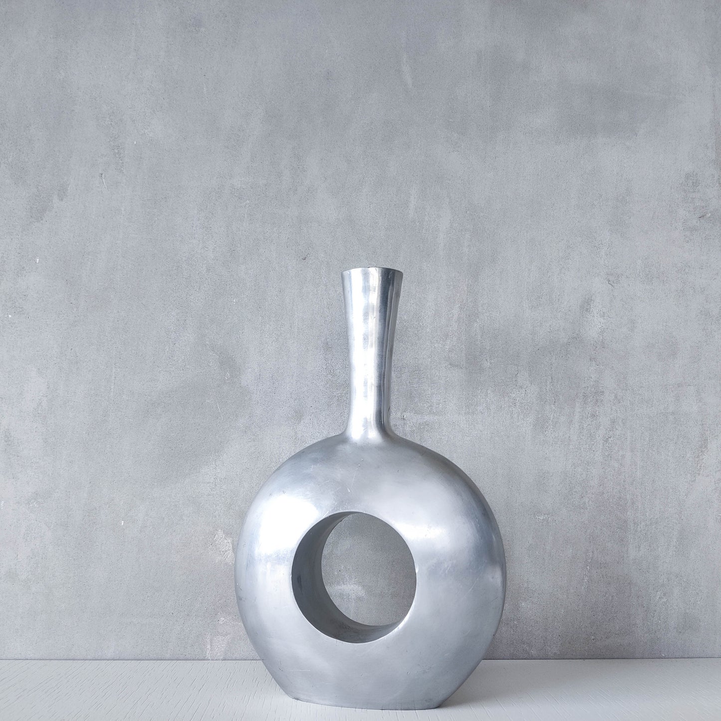 Vintage 1990s donut hand cast aluminium sculptural modernist bottle vase