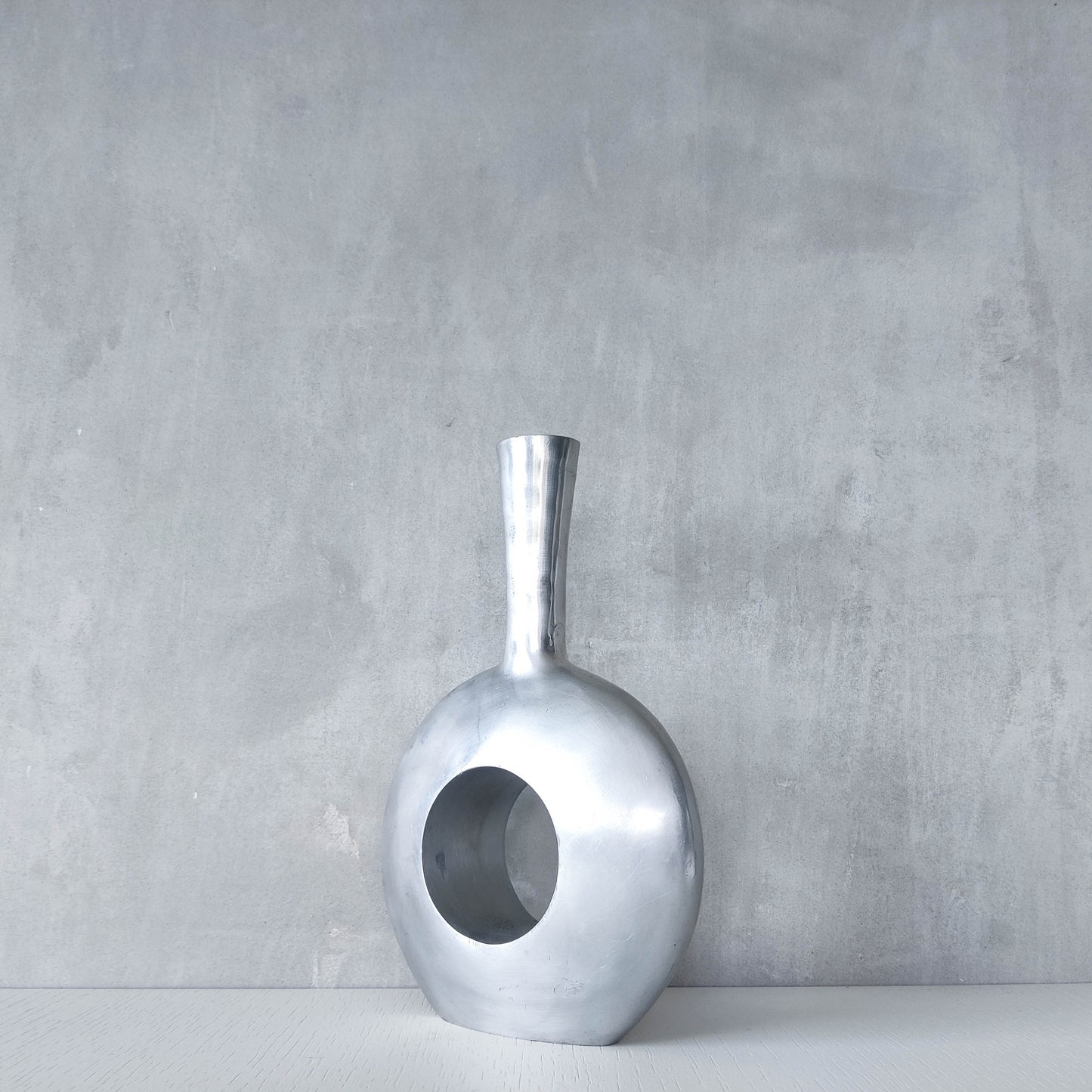 Vintage 1990s donut hand cast aluminium sculptural modernist bottle vase