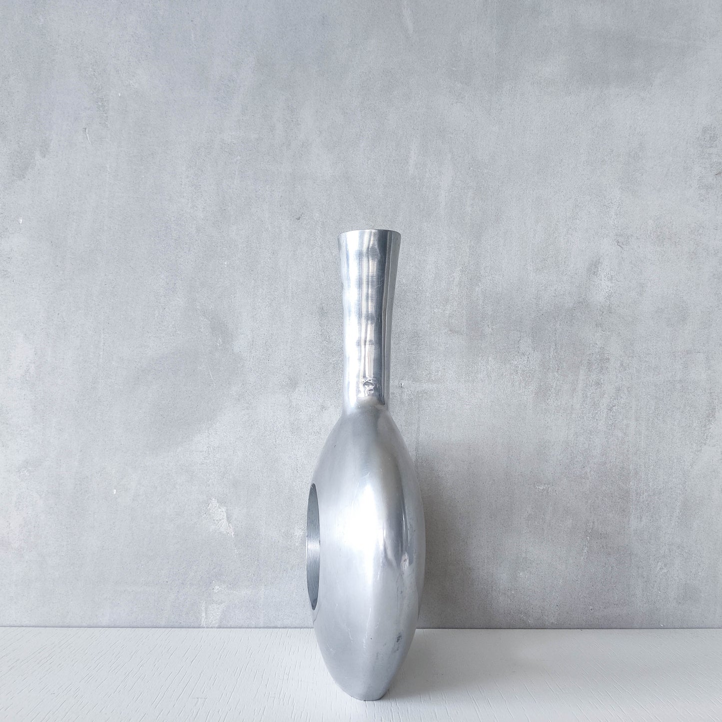 Vintage 1990s donut hand cast aluminium sculptural modernist bottle vase