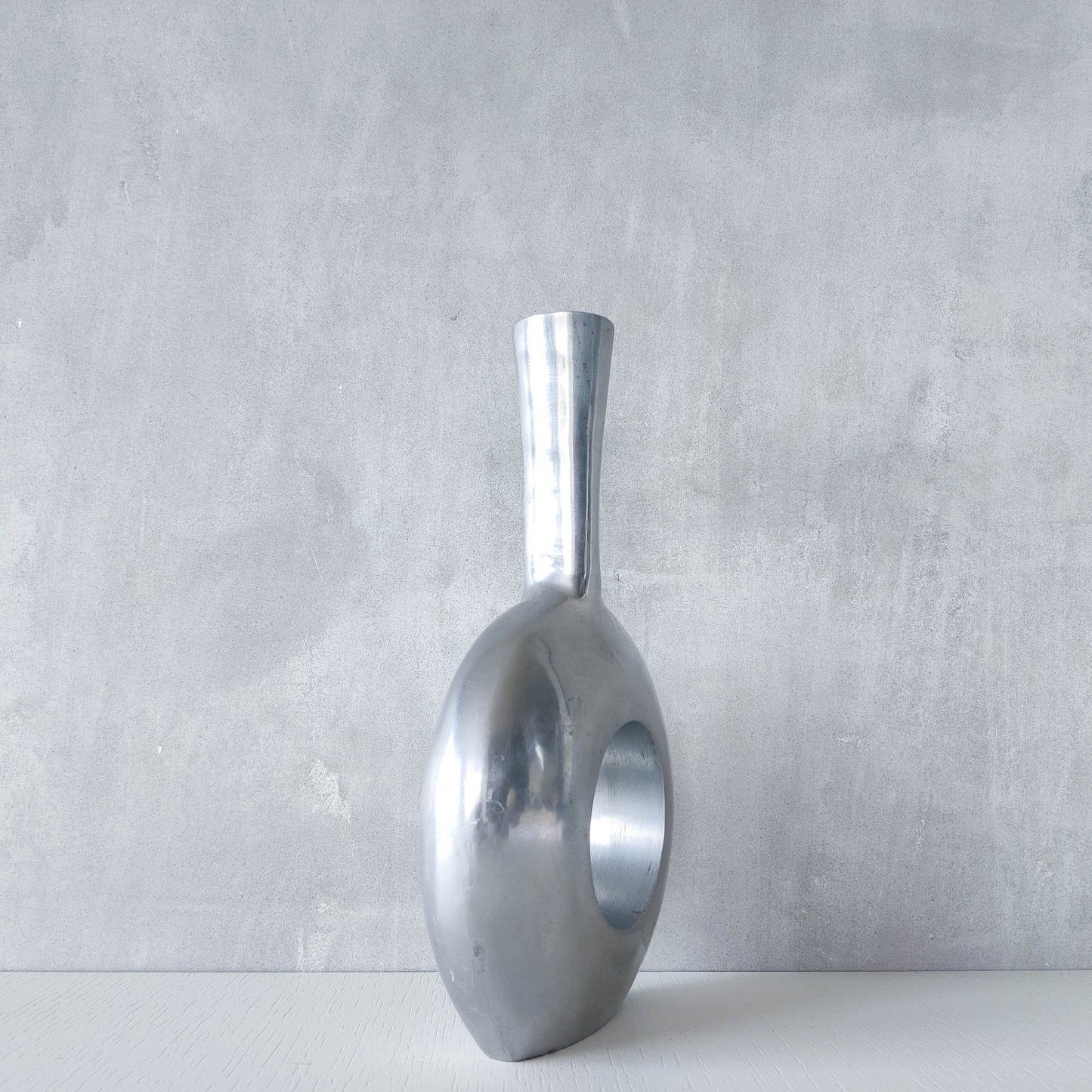 Vintage 1990s donut hand cast aluminium sculptural modernist bottle vase