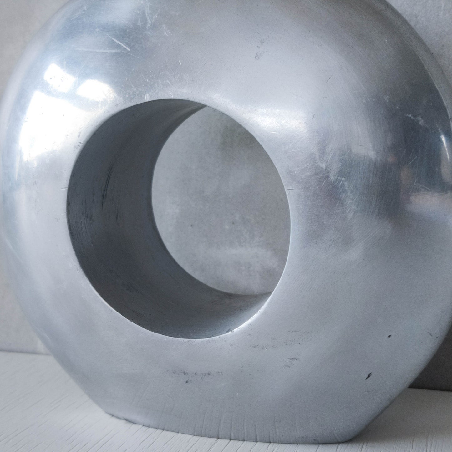 Vintage 1990s donut hand cast aluminium sculptural modernist bottle vase