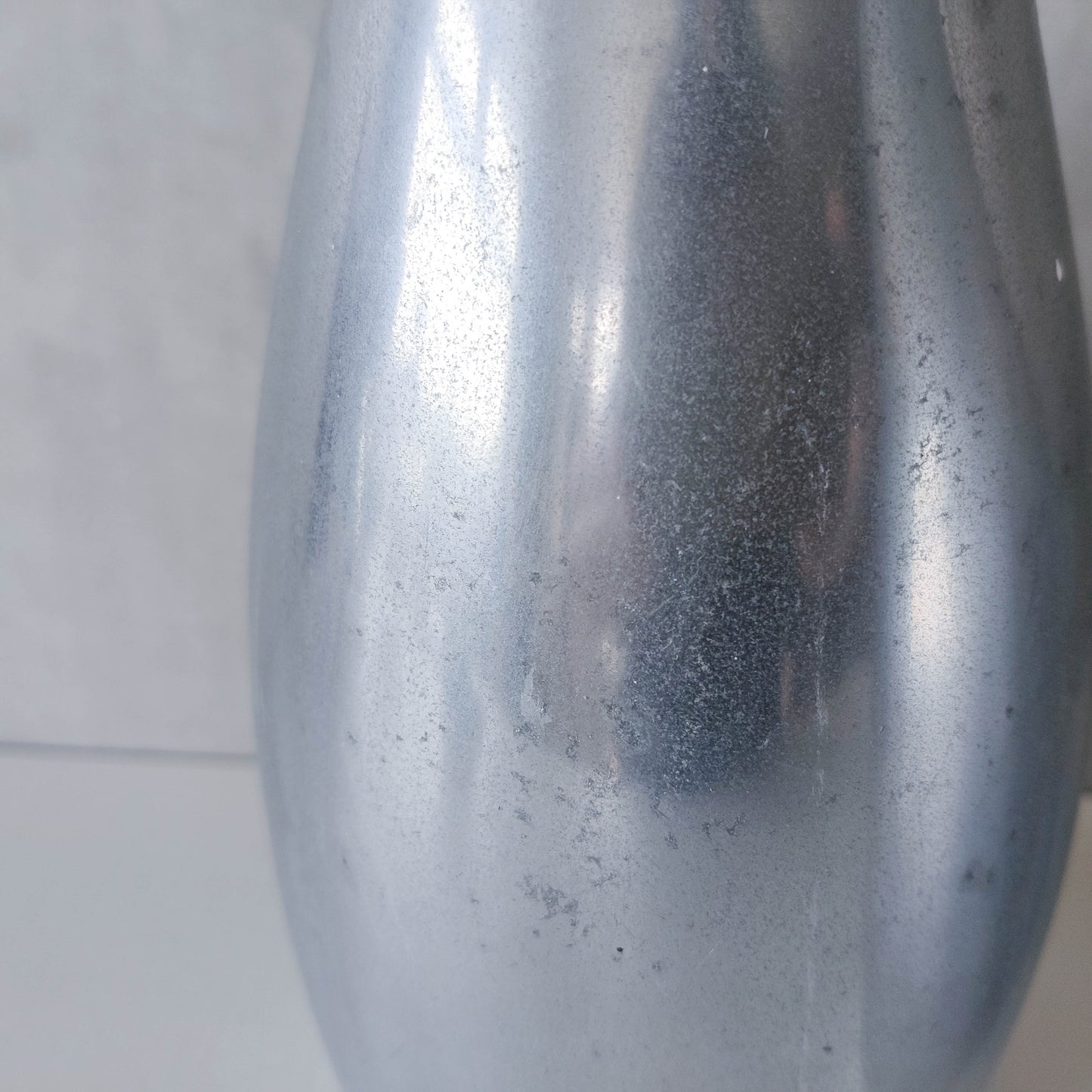 Pair of vintage cast aluminium modernist style sculptural bottles vases vessels 41cms