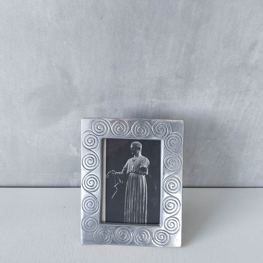 Vintage hand cast aluminium pewter spiral swirl 1990s picture photo frame