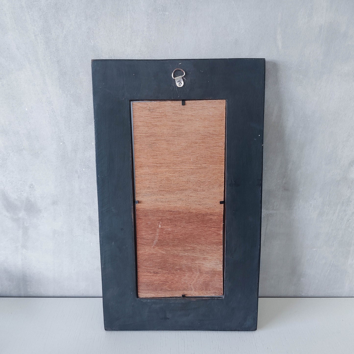 Vintage chunky solid hand carved hardwood wood spiral swirl sculptural mirror