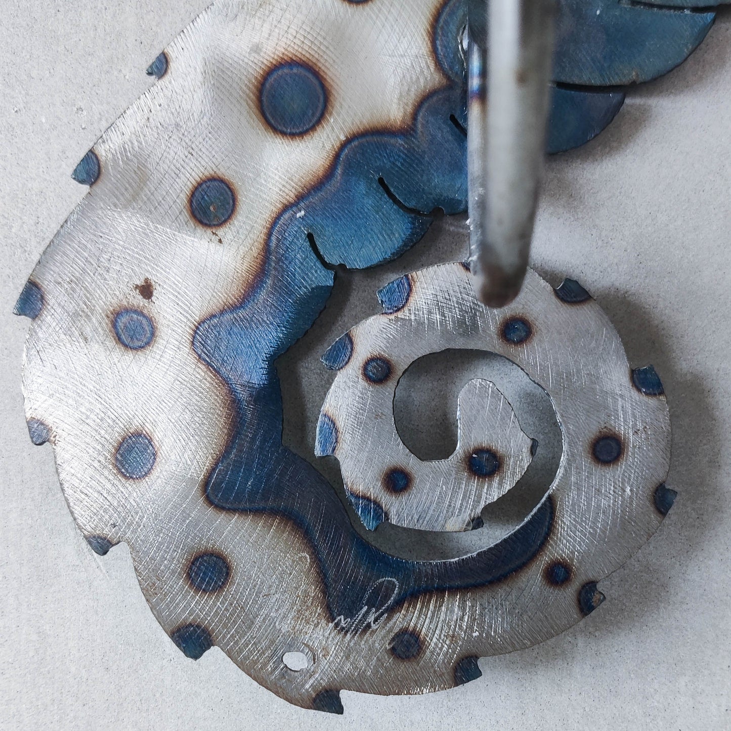 Metalwork torched steel large seahorse sculptural wall sconce candle holder