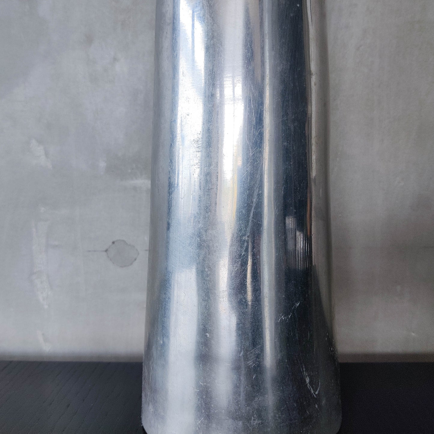 Vintage pair 90s modernist hand cast aluminium tapered organic form tall vases