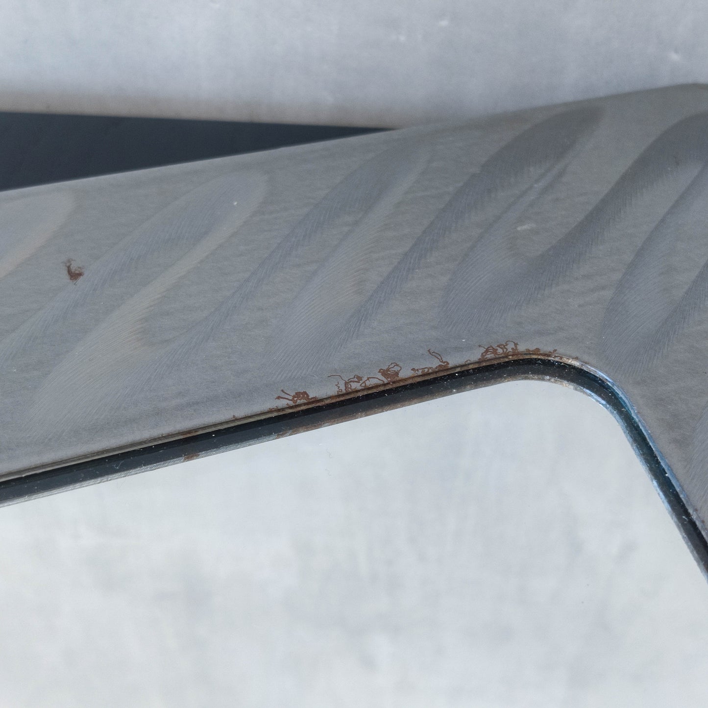 Vintage 00s metalwork postmodern style asymmetric steel mirror