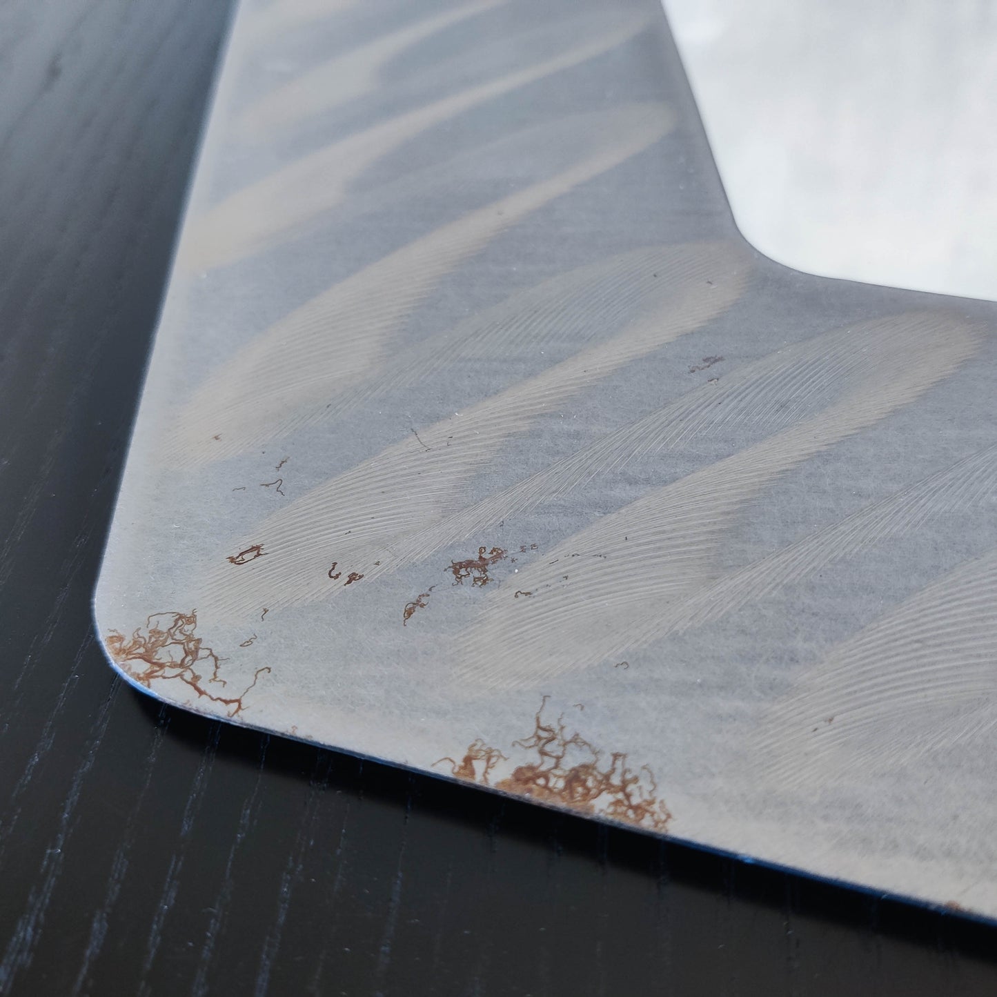 Vintage 00s metalwork postmodern style asymmetric steel mirror