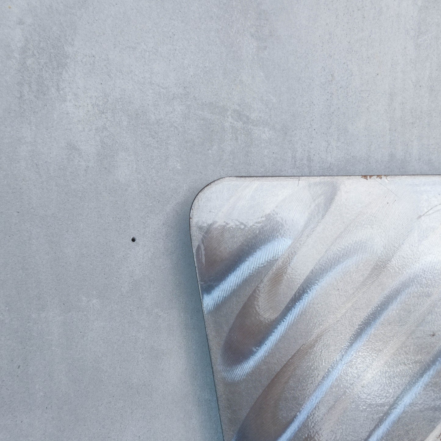 Vintage 00s metalwork postmodern style asymmetric steel mirror