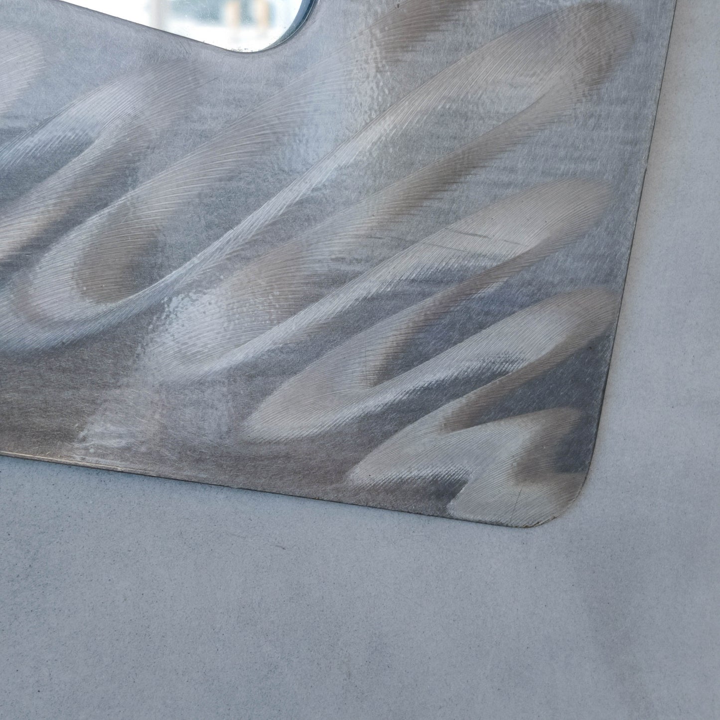 Vintage 00s metalwork postmodern style asymmetric steel mirror