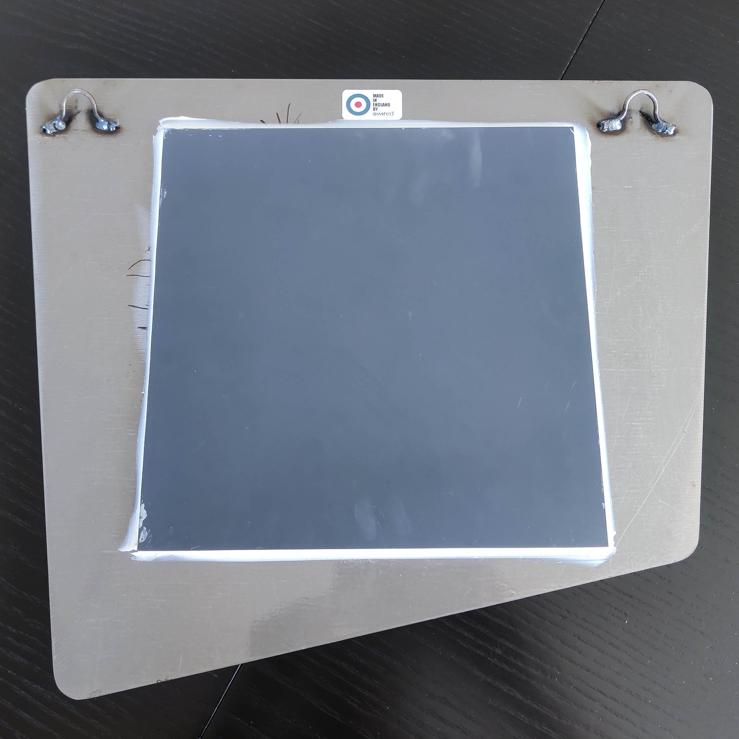 Vintage 00s metalwork postmodern style asymmetric steel mirror