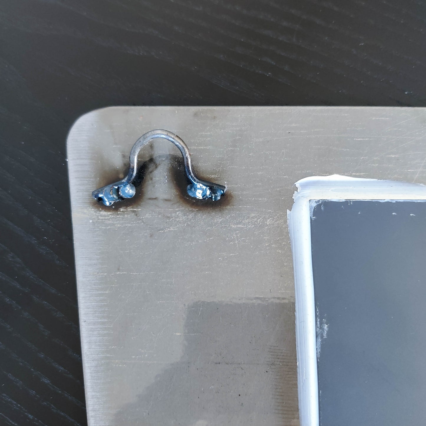 Vintage 00s metalwork postmodern style asymmetric steel mirror