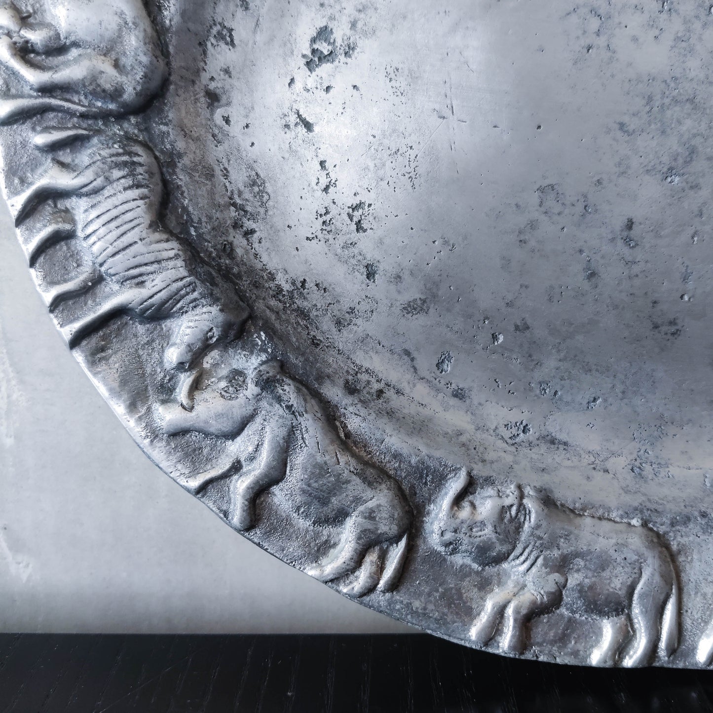 Vintage heavy cast aluminium animal serving dish platter display still life prop