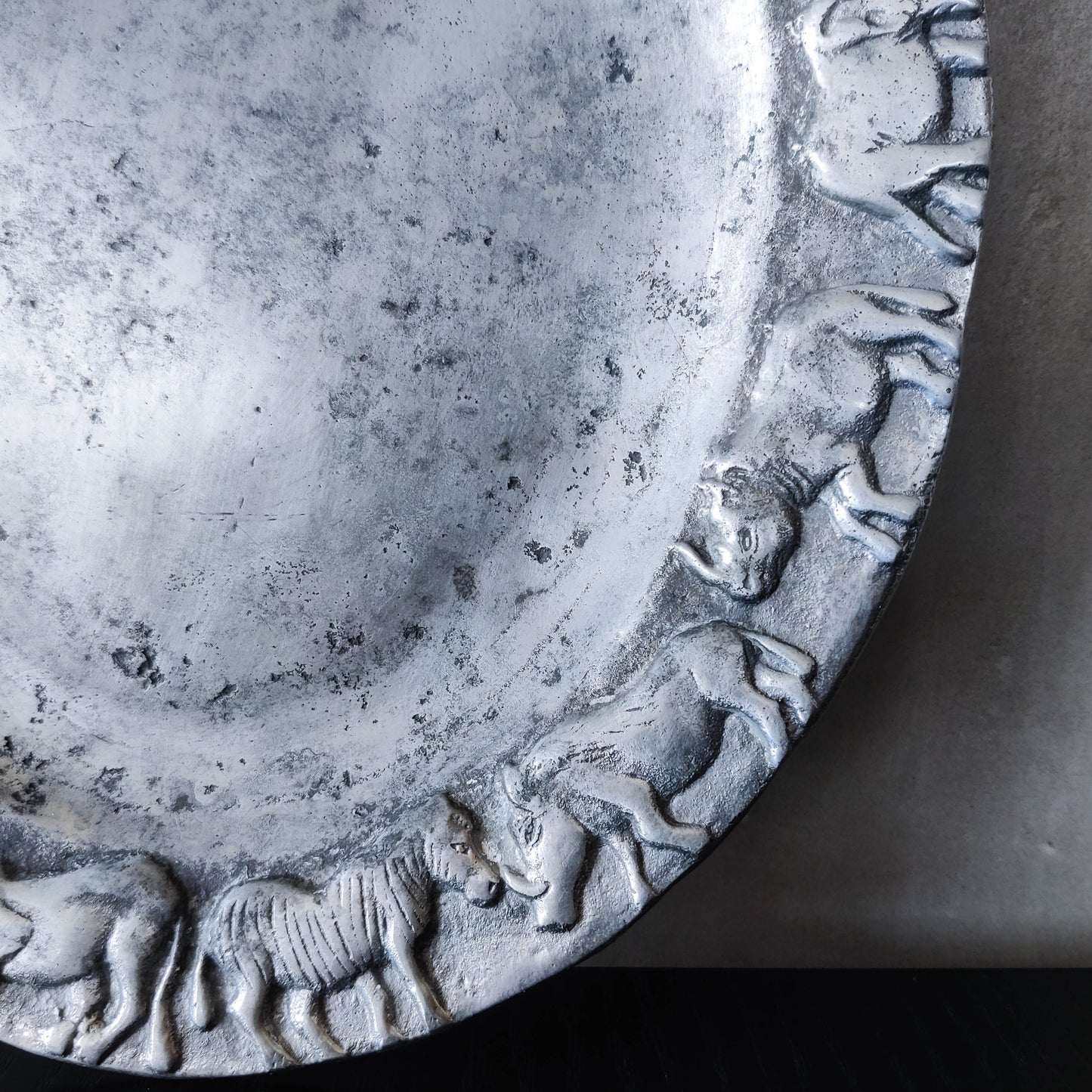 Vintage heavy cast aluminium animal serving dish platter display still life prop