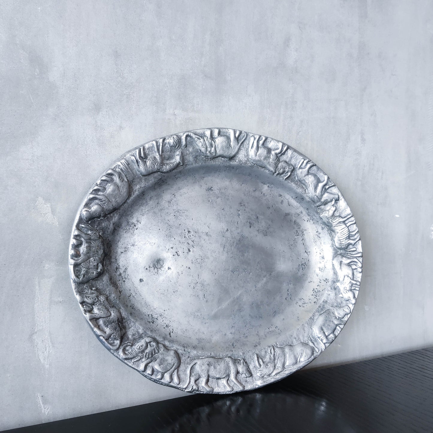 Vintage heavy cast aluminium animal serving dish platter display still life prop