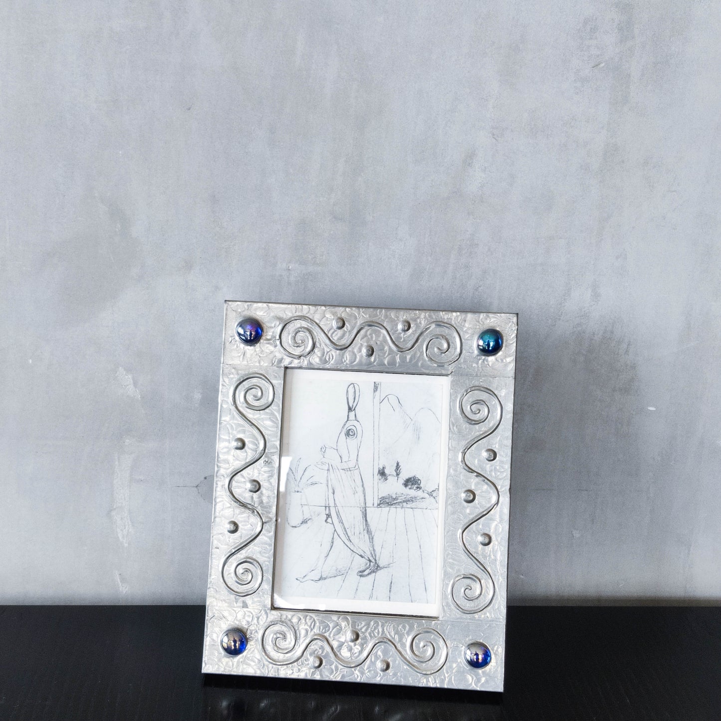 Vintage 1990s artist Sasha Bowles pewter swirl picture photo frame Heals Liberty