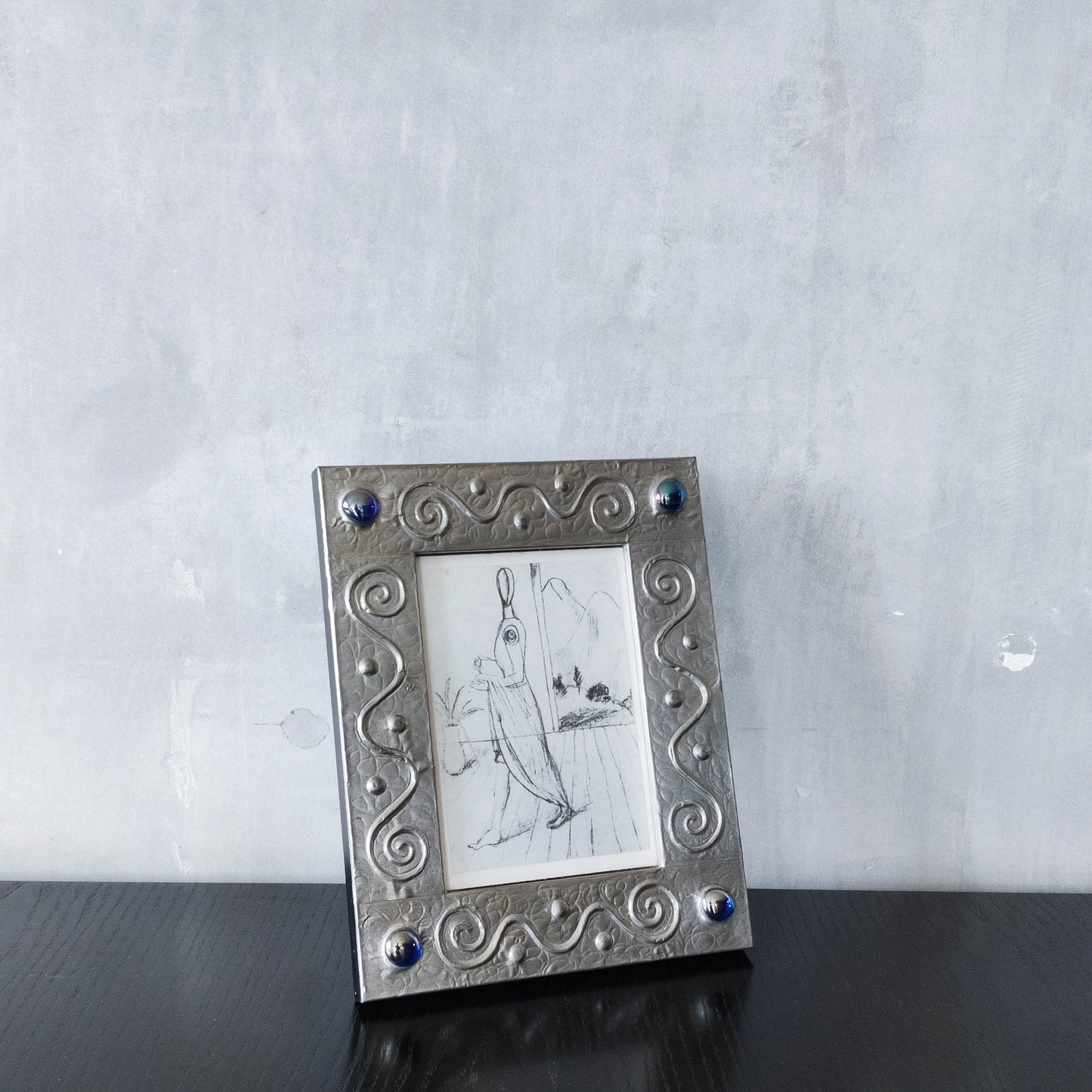 Vintage 1990s artist Sasha Bowles pewter swirl picture photo frame Heals Liberty