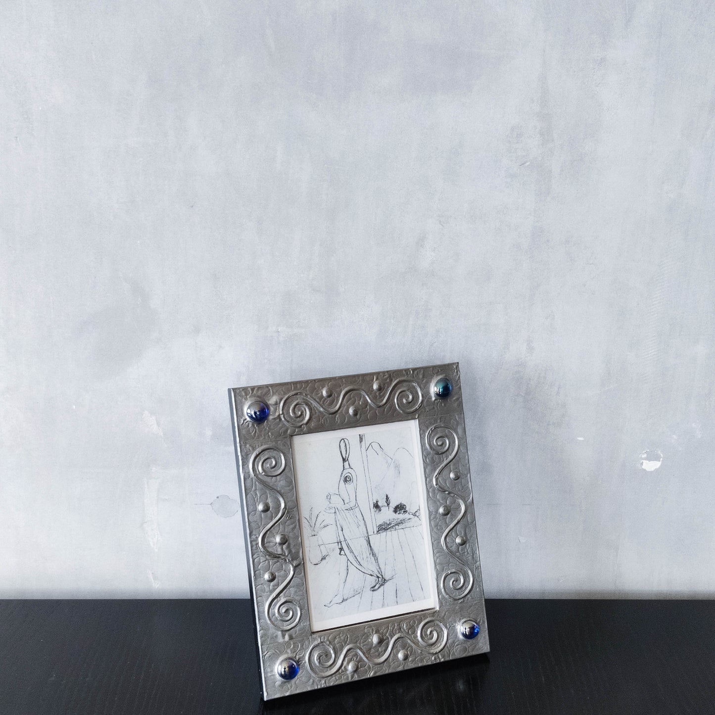 Vintage 1990s artist Sasha Bowles pewter swirl picture photo frame Heals Liberty