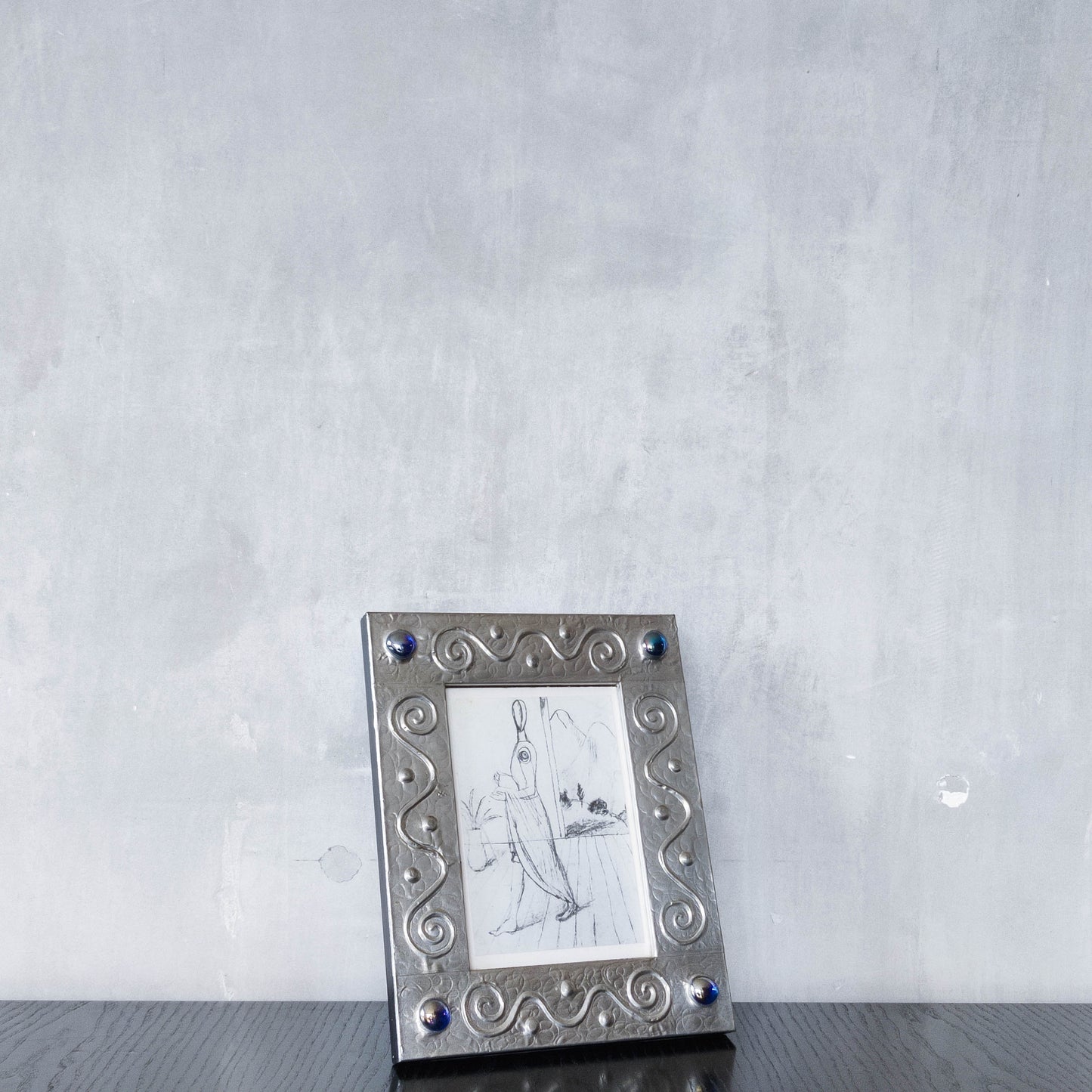 Vintage 1990s artist Sasha Bowles pewter swirl picture photo frame Heals Liberty