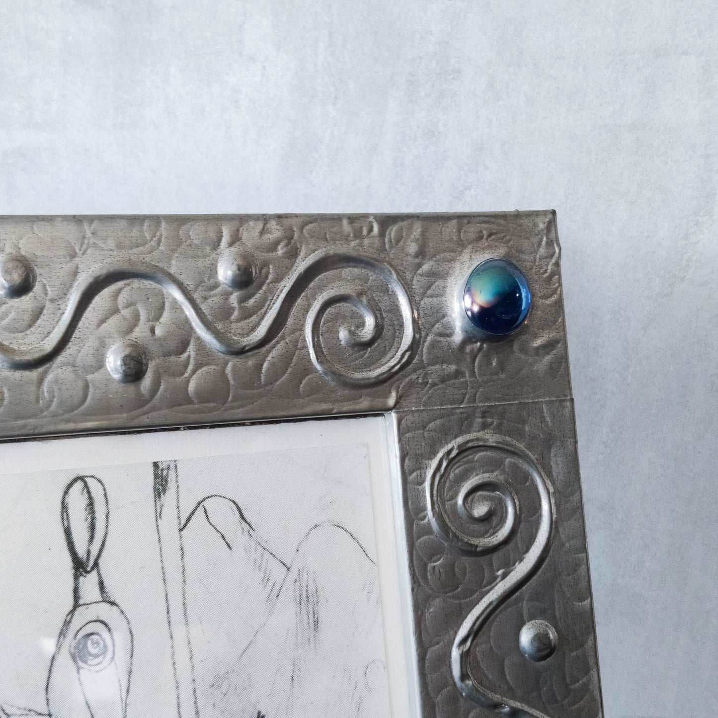 Vintage 1990s artist Sasha Bowles pewter swirl picture photo frame Heals Liberty