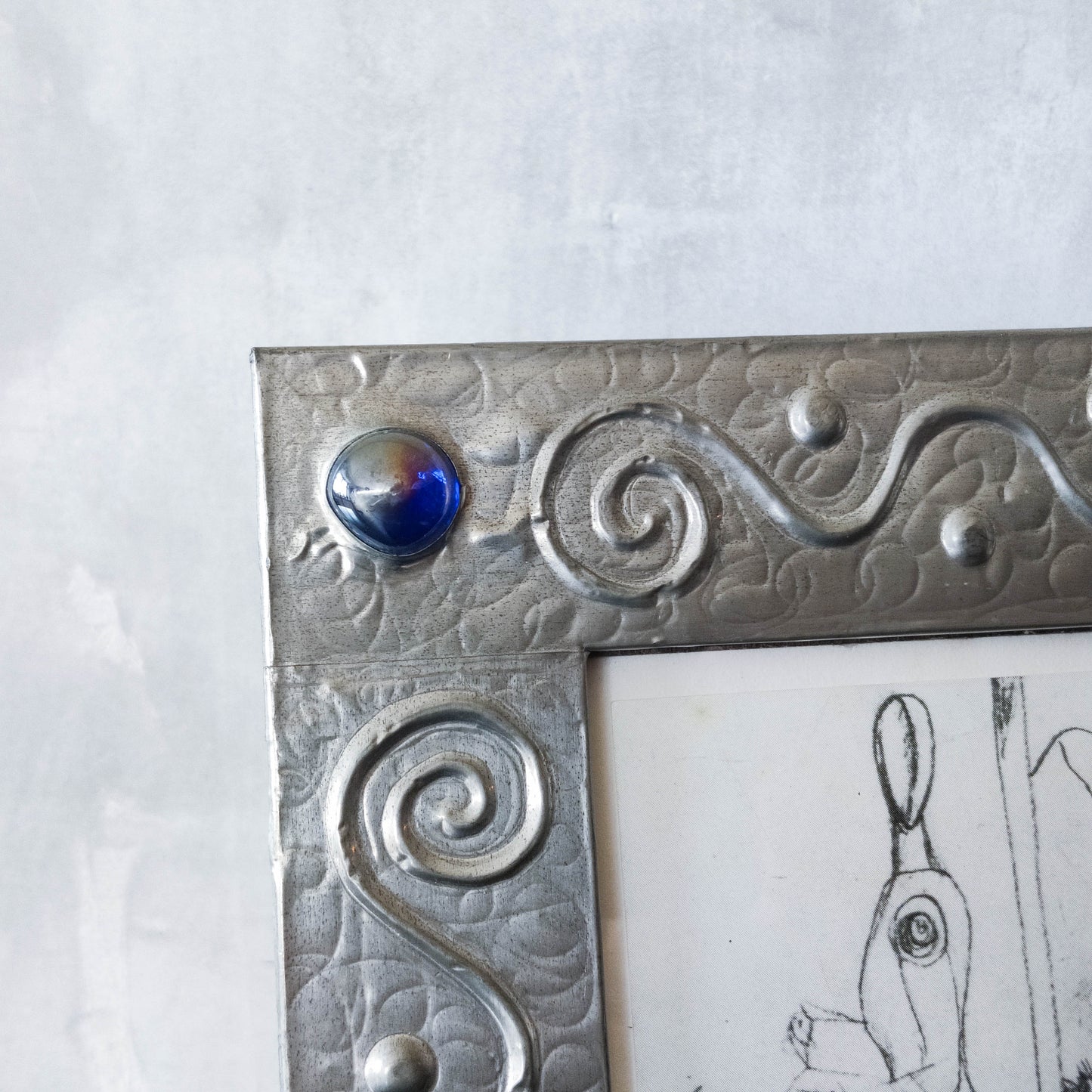 Vintage 1990s artist Sasha Bowles pewter swirl picture photo frame Heals Liberty