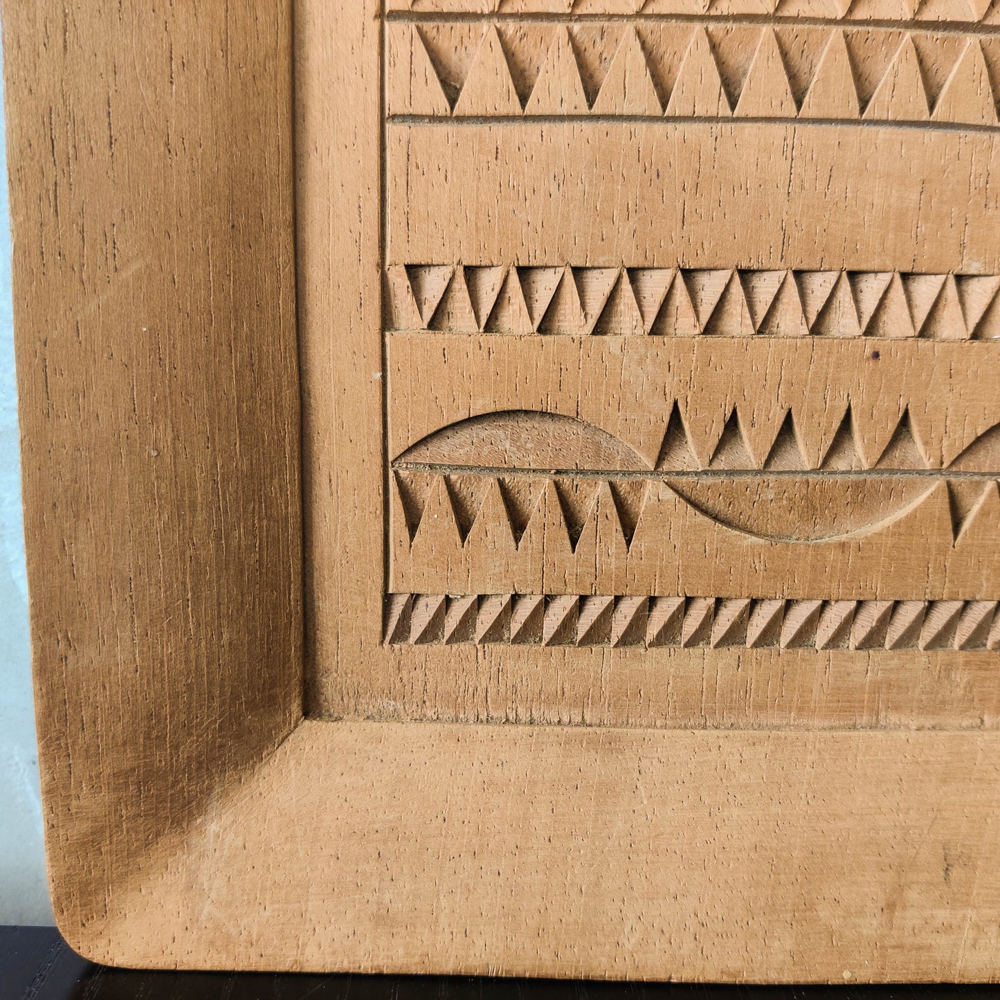 Vintage apprentice piece wood cut carved panel wall art sculpture plaque relief