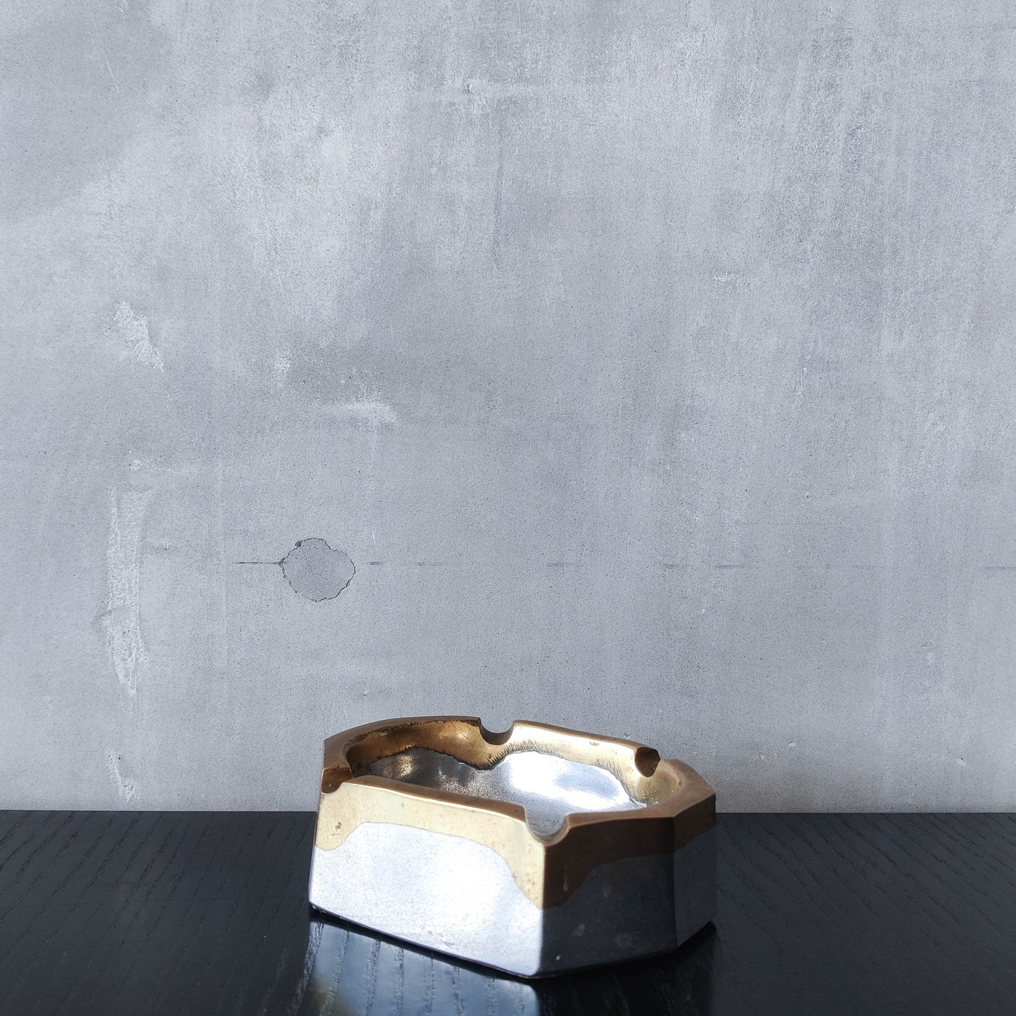 Vintage 70s/80s David Marshall Disenos brutalist cast aluminium brass ashtray