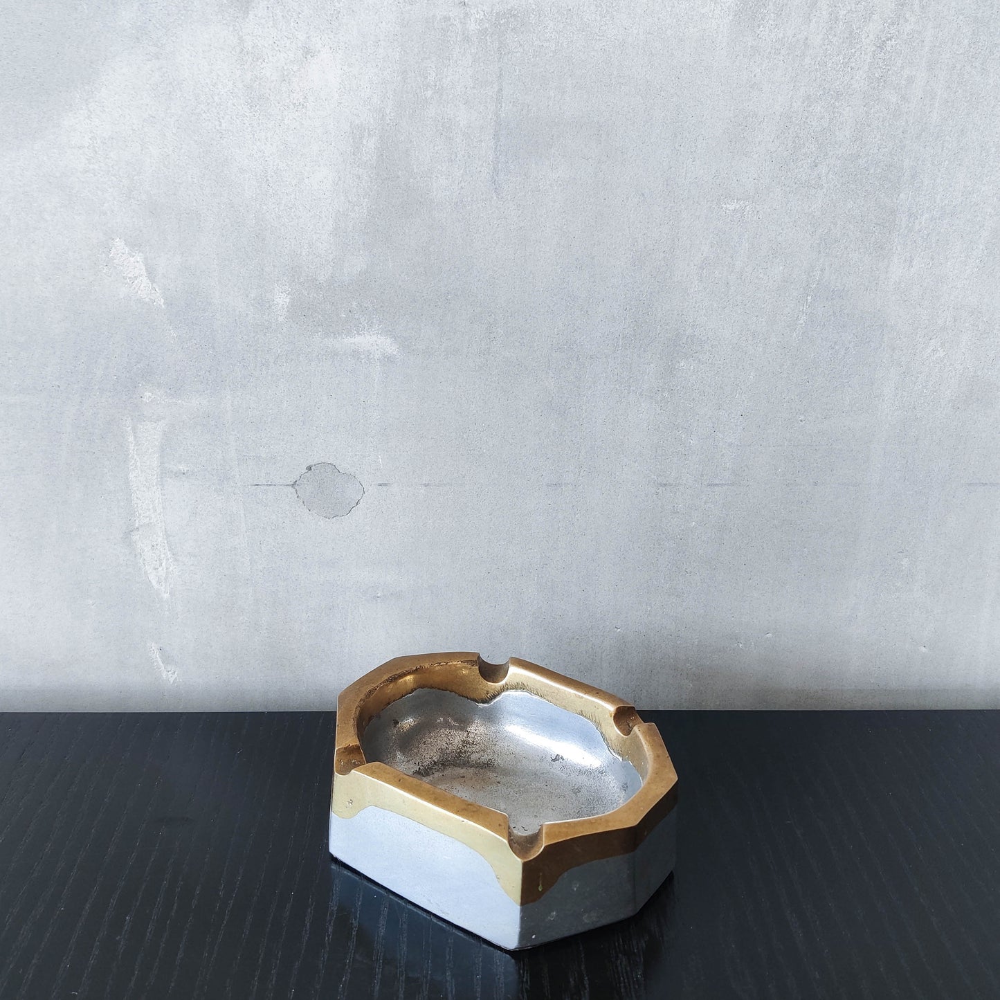 Vintage 70s/80s David Marshall Disenos brutalist cast aluminium brass ashtray