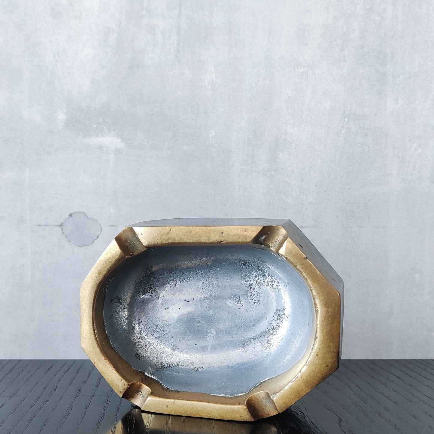 Vintage 70s/80s David Marshall Disenos brutalist cast aluminium brass ashtray