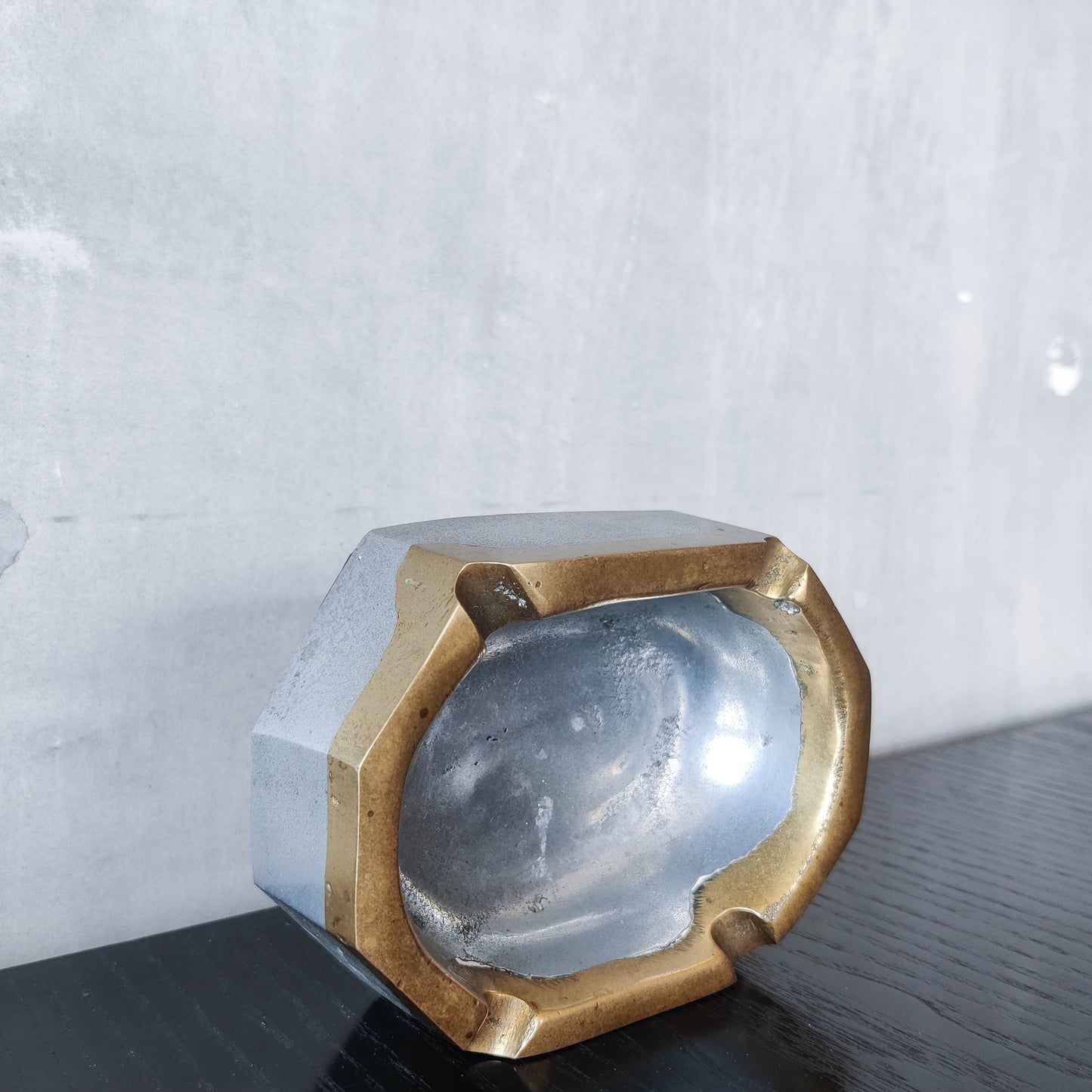 Vintage 70s/80s David Marshall Disenos brutalist cast aluminium brass ashtray