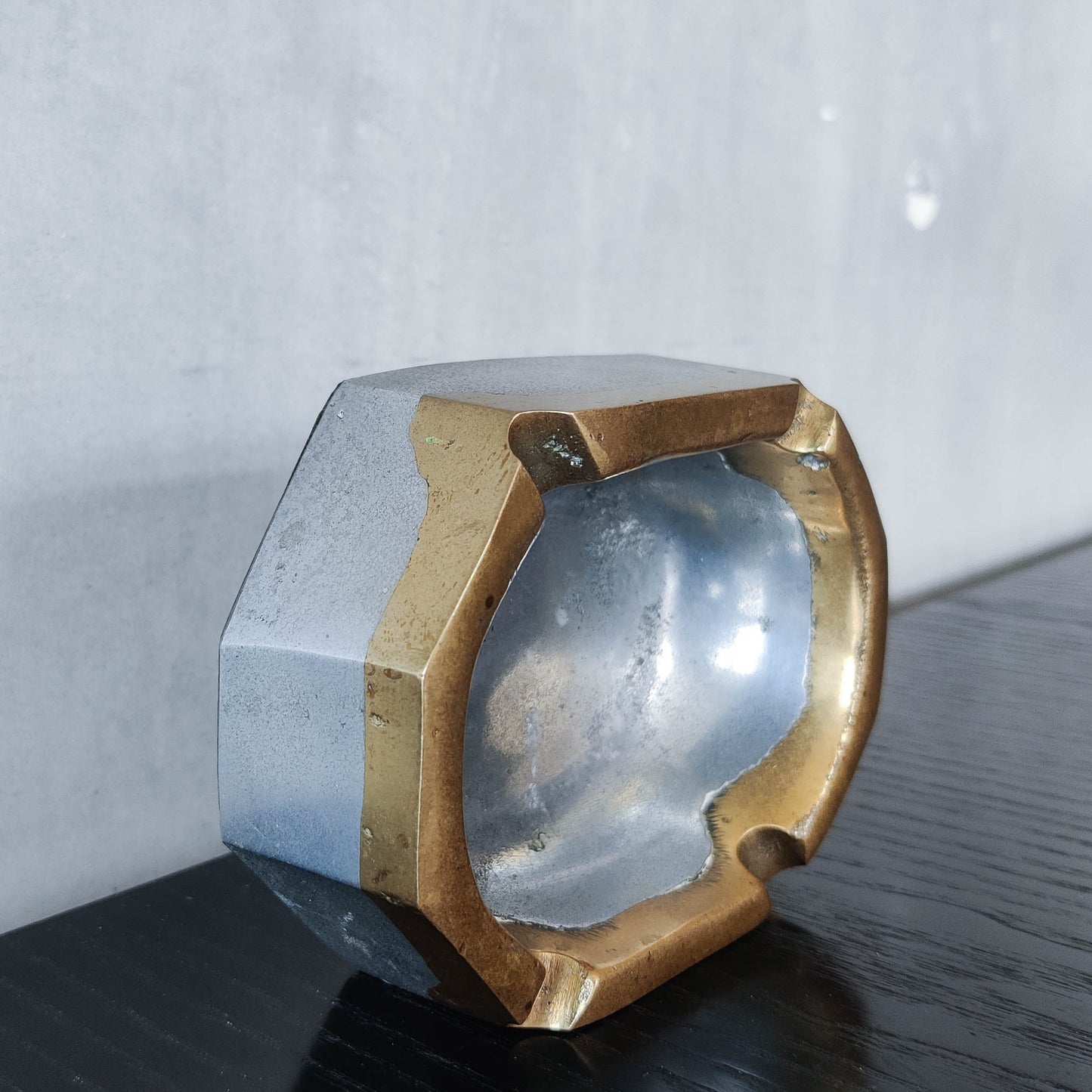 Vintage 70s/80s David Marshall Disenos brutalist cast aluminium brass ashtray