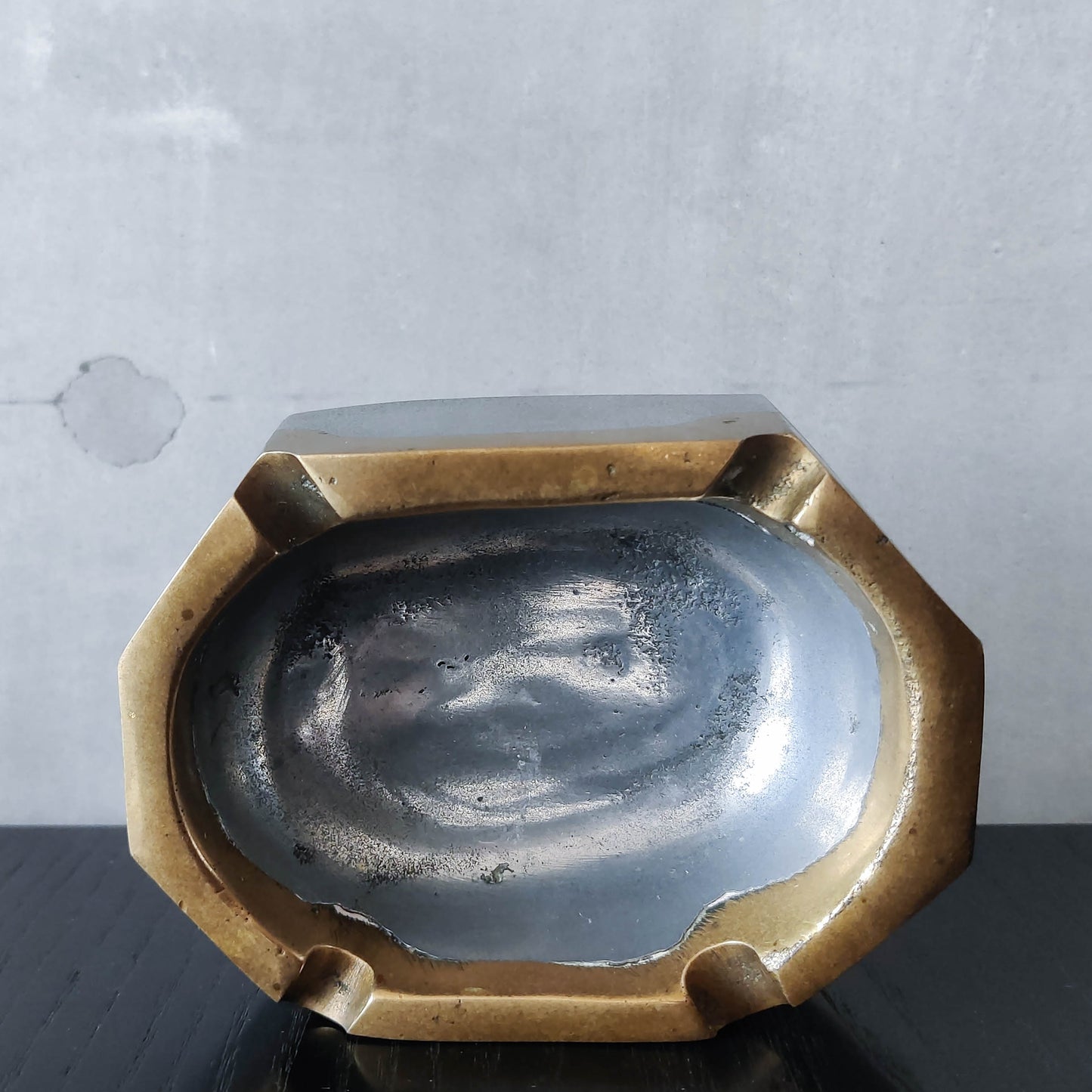 Vintage 70s/80s David Marshall Disenos brutalist cast aluminium brass ashtray