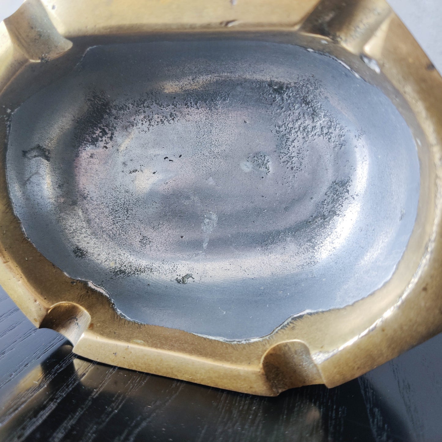 Vintage 70s/80s David Marshall Disenos brutalist cast aluminium brass ashtray