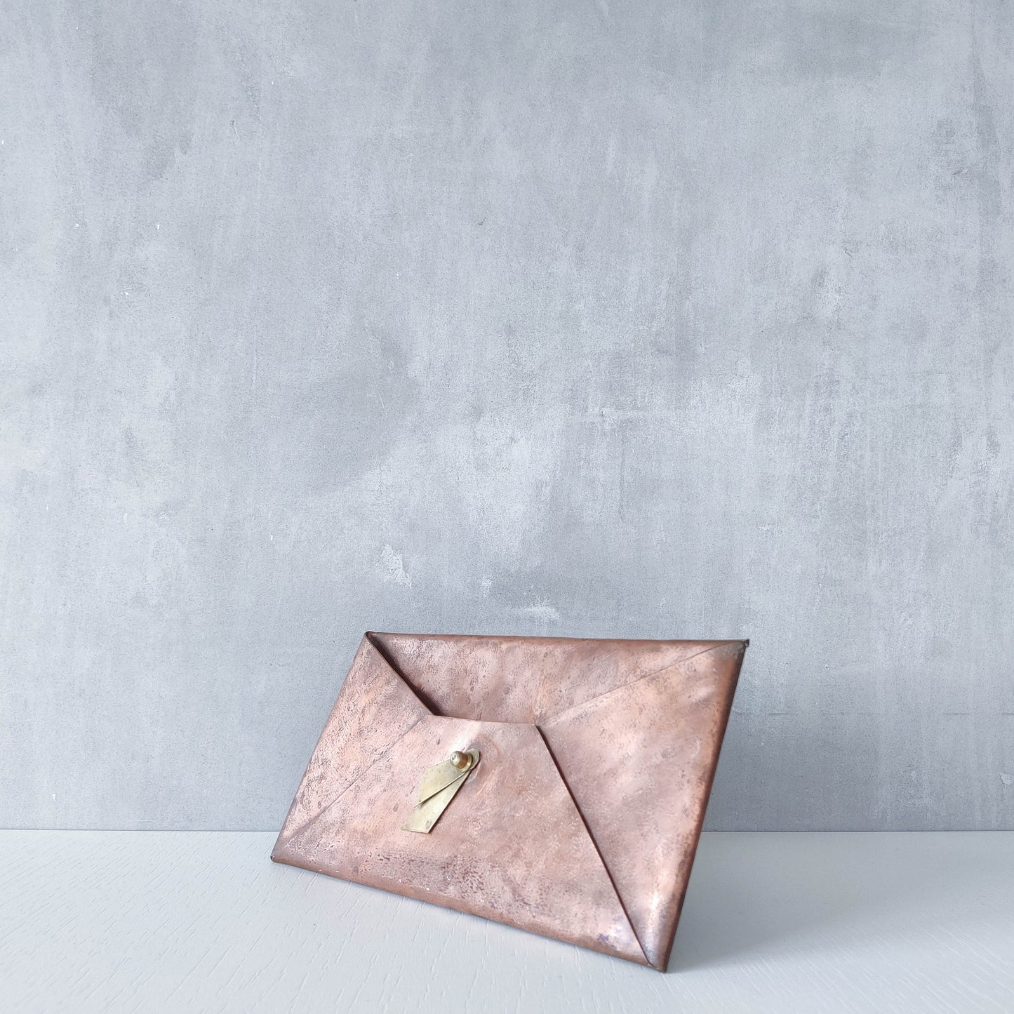 Vintage copper brass hammered Arts & Crafts style letter holder envelope shaped