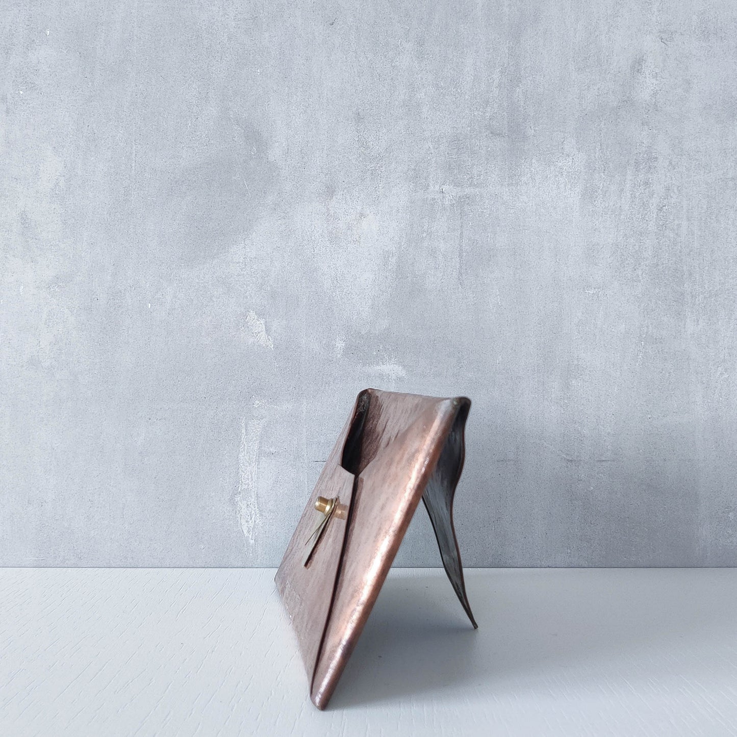 Vintage copper brass hammered Arts & Crafts style letter holder envelope shaped