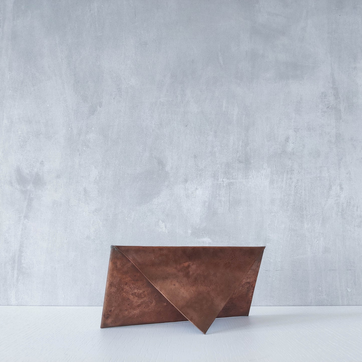 Vintage copper brass hammered Arts & Crafts style letter holder envelope shaped