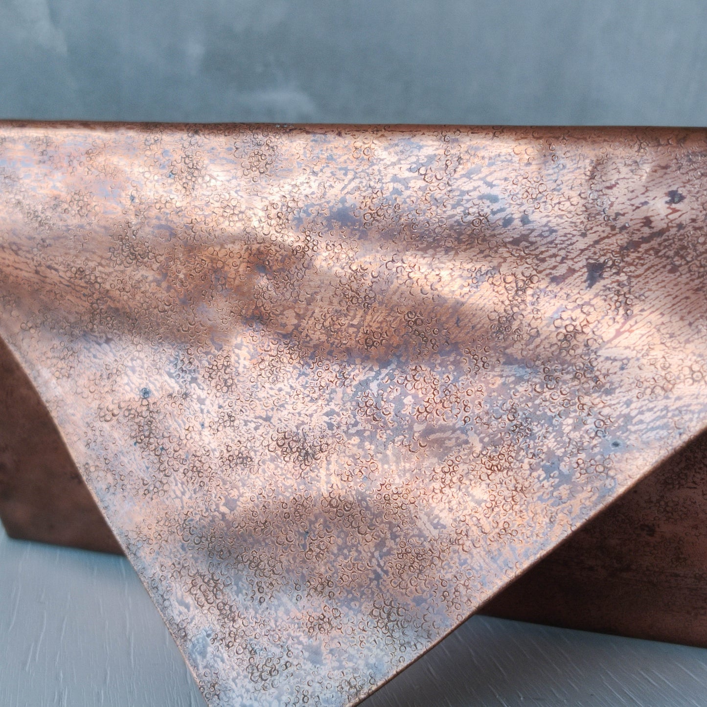 Vintage copper brass hammered Arts & Crafts style letter holder envelope shaped