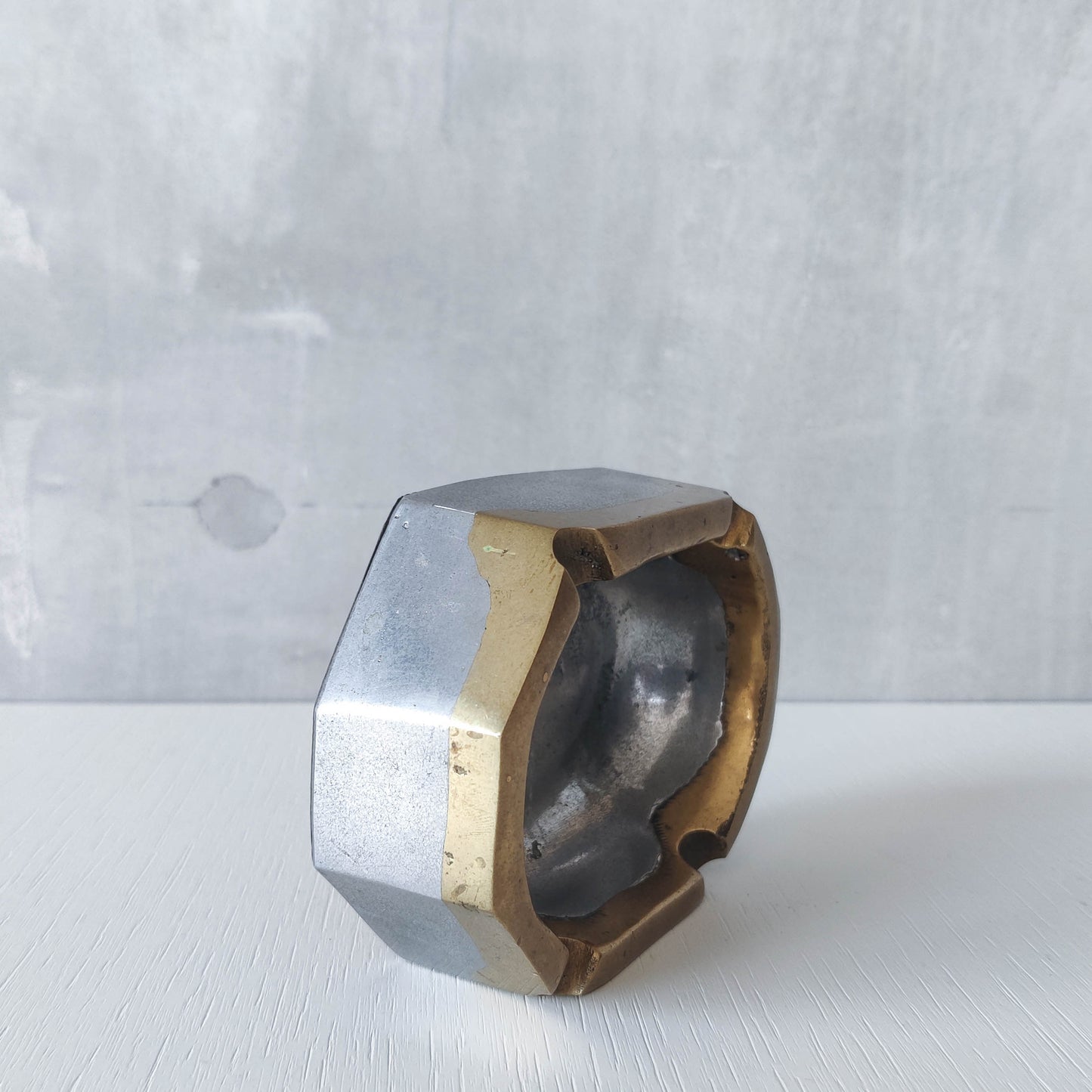 Vintage 70s/80s David Marshall Disenos brutalist cast aluminium brass ashtray